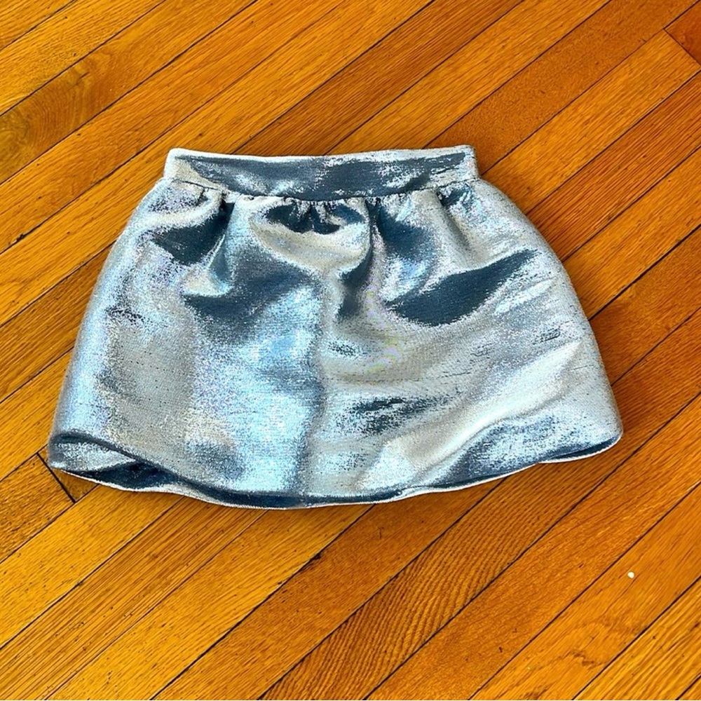 Zara Silver shiny Bubble Mini Skirt